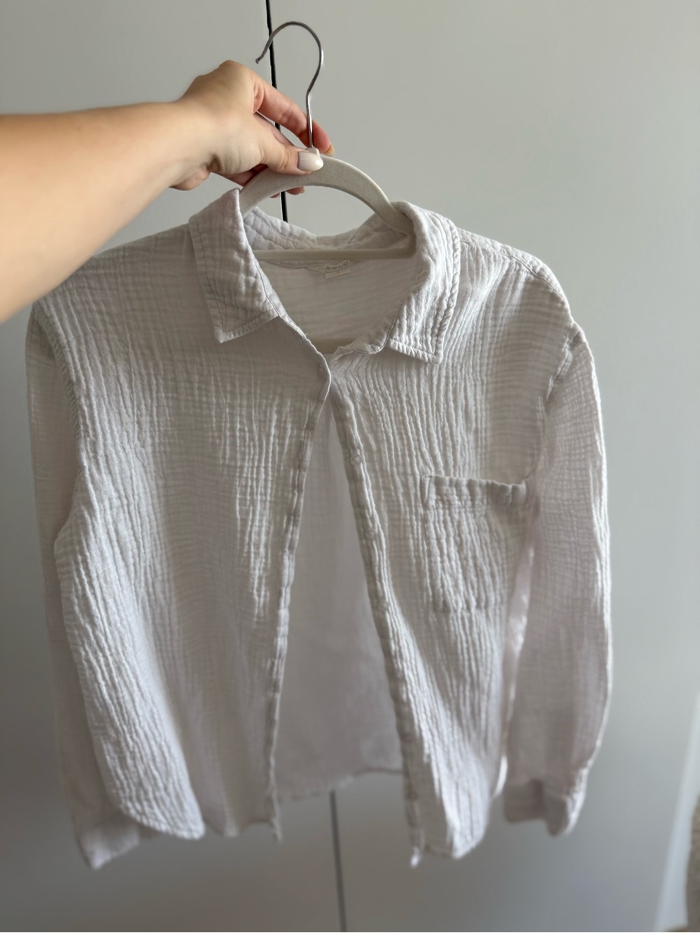 Lightweight White Button-Up Shirt Jacket